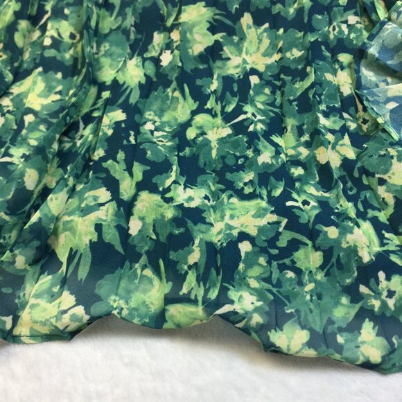 Chelsea 28 Pleated Midi Sundress Size XS Woman's Green Teal Becca Floral V-neck - Picture 4 of 16